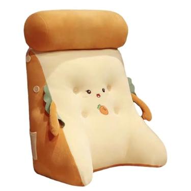 Imagem de Travesseiro de encosto em forma de animal de desenho animado, capa macia de pelúcia removível, almofada de apoio lombar para cadeira de escritório, travesseiro de leitura grande (Laranja)
