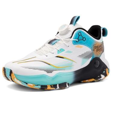 Imagem de CJSPORX Tênis de basquete masculino, respirável, antiderrapante, moderno, esportivo, Branco e azul - 7, 39