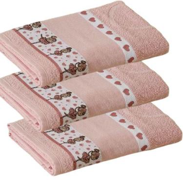 Imagem de Kit ( 3 ) Toalha de Banho KazzaVip Infantil 100% Algodão Jacquard Barr