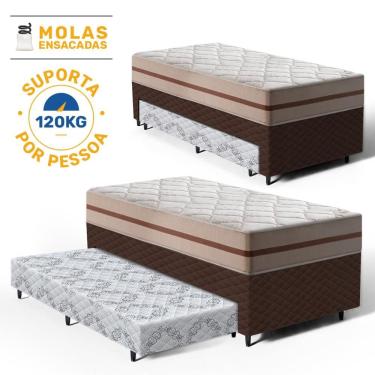 Imagem de Cama Box com Colchão de Classic Molas Ensacadas + Auxiliar de Espuma Unique Solteiro 88cm