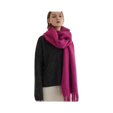 Imagem de Cachecol De Luxo Feminino Em Cashmere, Espesso E Quente, Cor Sólida, P
