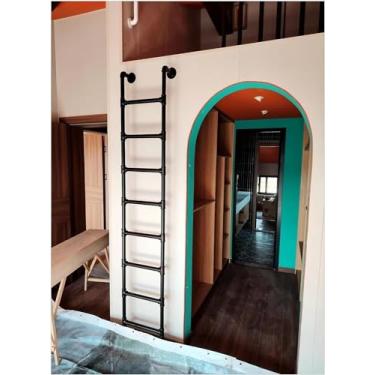 Imagem de Escada de subida para beliches, escada de saída ajustável de 1 m a 2,3 m, degraus de escalada de incêndio, fácil instalação, capacidade resistente de 150 kg, preta, 1,31 m