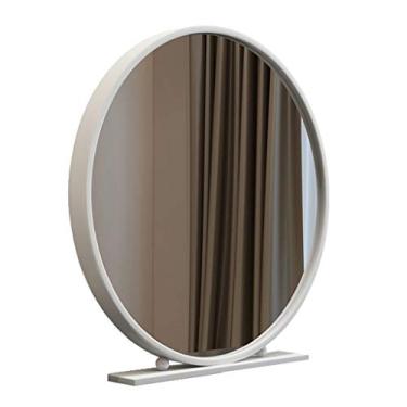 Imagem de Espelho redondo para penteadeira - ideal para maquiagem e barbear no quarto, base incluída, superfície reflexiva - perfeito para uso diário