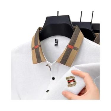 Imagem de Camisa Polo De Luxo Em Seda E Algodão Para Homens, Manga Curta, Respir