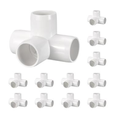 Imagem de Kozelo Pacote com 12 encaixes de tubulação de cotovelo de PVC SCH40 de 1/5.1 cm, encaixe em T de canto de cotovelo de 4 vias, conectores de tubo de grau de móveis para projeto DIY, proteção de lago