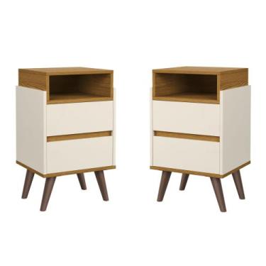 Imagem de Conjunto 2 Mesas de Cabeceira 2 gavetas Verona para quarto com pés ret