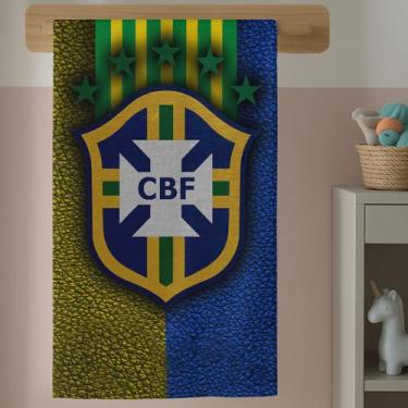 Imagem de Toalha de Banho Estampa Brasil Infantil Algodão Bandeira Novidade Lanç