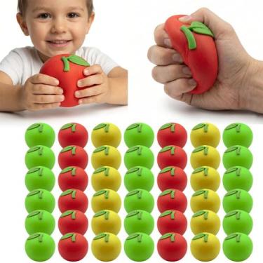 Imagem de Kit 48 Brinquedos Para Apertar Squishies Coloridos De Maçã Anti Estres
