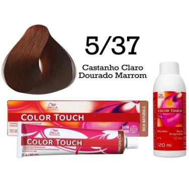 Imagem de Tonalizante Color Touch 5.37 Castanho Claro Dourado Marrom Emulsão Ox 