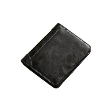 Imagem de Carteira para mulheres e homens, bloqueio de RFID, carteira com três dobras, moda, couro PU, vários cartões, bolsa para cartão de crédito, carteiras, presente, Preto, Estilo retrô