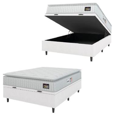 Imagem de Cama Box Baú Casal Colchão Espuma D33 Pillow Top Van Gogh 138x188x65cm Branco Hellen