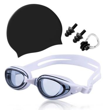 Imagem de Kit Óculos Touca Silicone Protetor Nasal Aurícular Natação Profissiona