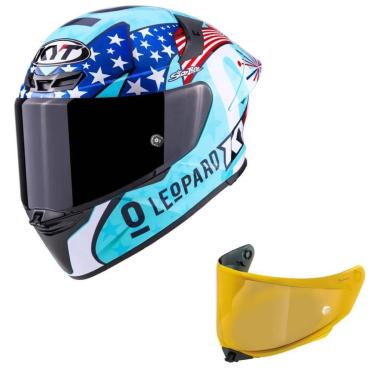 Imagem de Capacete KYT TT Revo Leopard Américas Azul Mais Viseira Dourada-Masculino