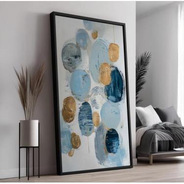 Imagem de Quadro com Moldura e Acrilico Cristal Vidro Abstrato Círculos para Sal