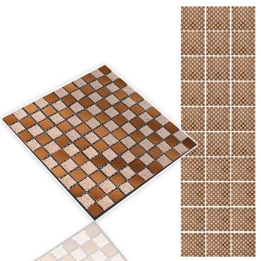 Imagem de Pastilha De Vidro Adesiva Kit 30 Uni Parede Cozinha Banheiro Sala Decorativa Moderna Requintado Reforma Aplicacao Facil