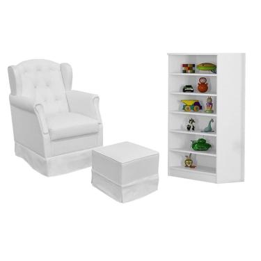 Imagem de Poltrona De Amamentação Balanço Com Puff Alice E Multiuso Bell P04 Branco - Mpozenato