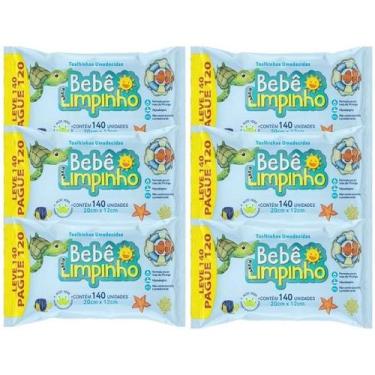 Imagem de Kit com 6 Toalhas Umedecidas Bebe Limpinho 140 Unidades Cada Hipoalerg