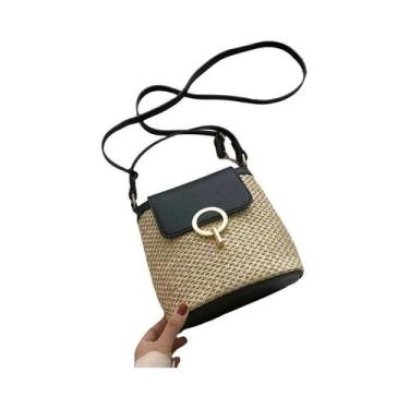 Imagem de Bolsa Transversal Feminina De Palha Estilo Coreano Para Praia E Férias