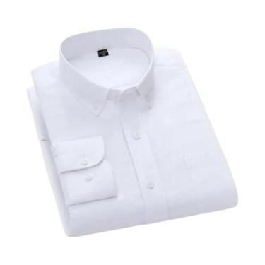 Imagem de Camisa Masculina Casual De Algodão Para Negócios, Manga Longa, Botões,