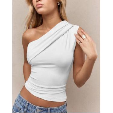Imagem de Blusa Blusinha Um Ombro Só Feminina Drapeada Moda Casual Elegante - Sw