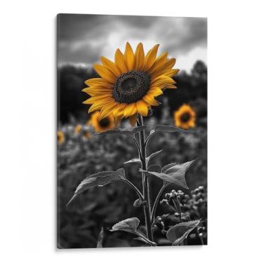 Imagem de Quadro decorativo Girassol Solitário Sob Céu Tempestuoso - Art Canvas,