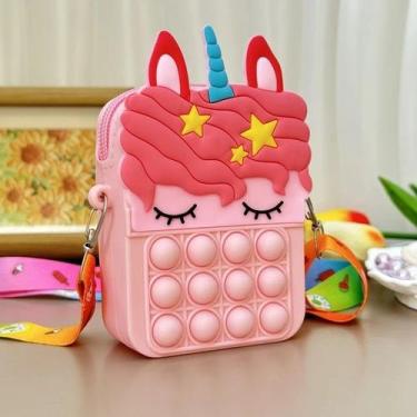 Imagem de Bolsa de Ombro Pop It para Menina, Mochila Infantil De Silicone Unicór