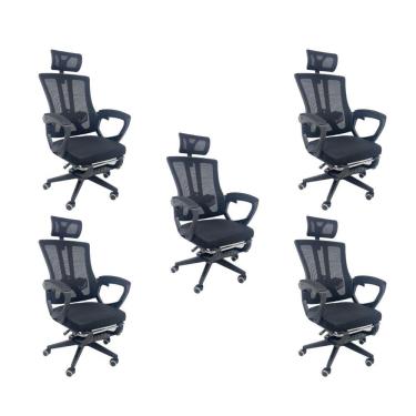 Imagem de Kit 5 Cadeiras de Escritório Presidente Executiva Oficial Paris Preto