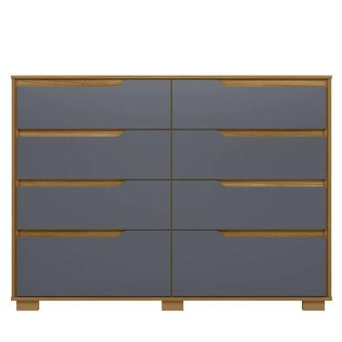 Imagem de Cômoda para Quarto 8 Gavetas 147cm Parma Z17 Freijó/Cinza - Mpozenato