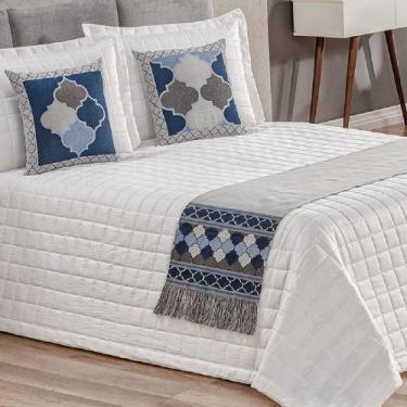 Imagem de Pezeira King Jacquard Rústico Corinto 5 Peças Azul - LILLY HOME ENXOVA