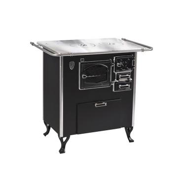 Imagem de Fogão a Lenha Fornos Pinhal Alumínio N1 com Forninho Lateral Esquerda Chapa Superior Inox Preto