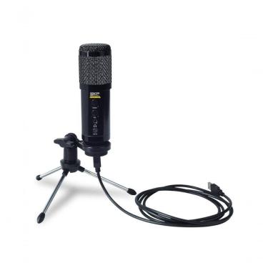 Imagem de Microfone Condensador com Fio USB Podcast 400u para Gravação de Voz com Tripé Regulável Preto