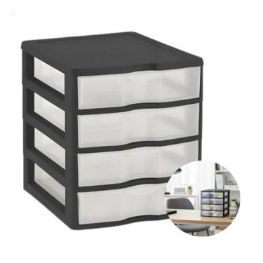 Imagem de Gaveteiro Pequeno 4 Gavetas Preto Nitron, Ideal Para Organiz - Congrat