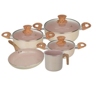 Imagem de Jogo de Panelas Indução Cerâmica Antiaderente Caçarola Frigideira - Ge