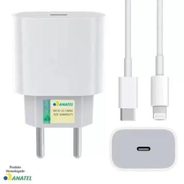 Imagem de Carregador Turbo 20W + Cabo Lightning para USB Compatível 11 12 13 Pro