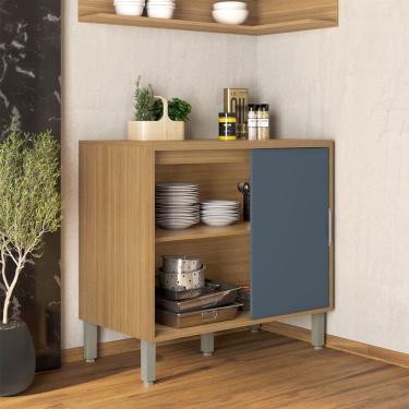 Imagem de Balcão de Cozinha 94 Cm Colors 1 Porta 100% Mdf Freijó/Azul Secreto - Kits Paraná