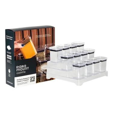 Imagem de Kit Com 12 Porta Temperos Herméticos Organizador - Paramount