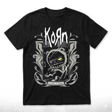 Imagem de Camiseta Algodão Lançamento Korn 2026 Camisa Plus Size Rock Preta, G1