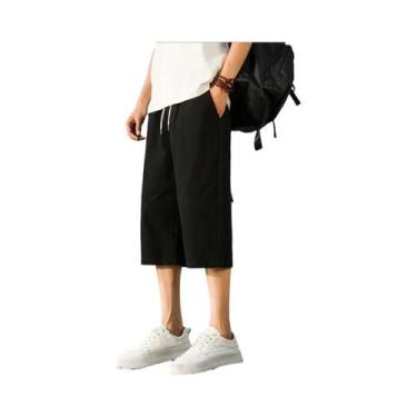 Imagem de Shorts Masculinos Leves De Algodão E Linho Para O Verão, Cor Sólida, S