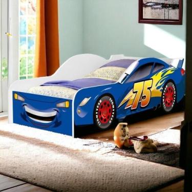 Imagem de Cama Solteiro Carro Blue Com Colchão Cambel - VJ MÓVEIS