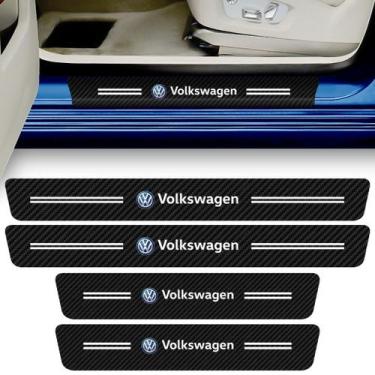 Imagem de Kit 4 Peças Adesivo Soleira de Porta Carro Varios Modelos Proteção Fib
