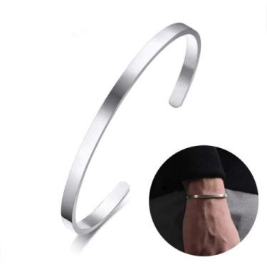 Imagem de Bracelete Aço Inoxidável prata masculino Pulseira aço inoxidável mascu