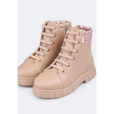 Imagem de Bota Coturno Infantil Feminina Lucky Cano Baixo Comfy Bege, 26, Bege