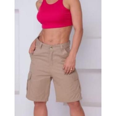 Imagem de BERMUDA JEANS feminina cargo com bolso na lateral ,estilosa despojada 