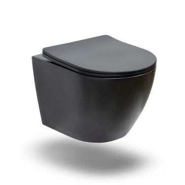 Imagem de Vaso Sanitário Porcelana Suspenso Saída Horizontal Hematita Preto - PI