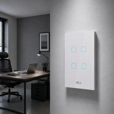 Imagem de Interruptor Inteligente Smart Zigbee Alexa google 4 Botões 4x2 Bivolt 