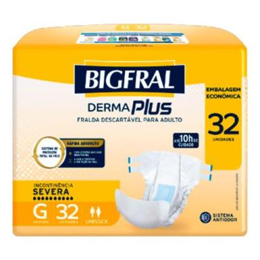 Imagem de Fralda Geriátrica Bigfral Derma Plus Tamanho G 32 Unidades Descartávei