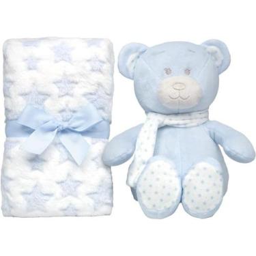 Imagem de Kit Ursinho Com Mantinha Soninho - Azul - Buba
