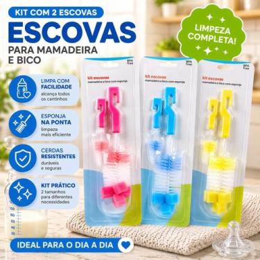 Imagem de Escova Limpeza Para Mamadeira E Bico Com Esponja Bebê garrafas térmica
