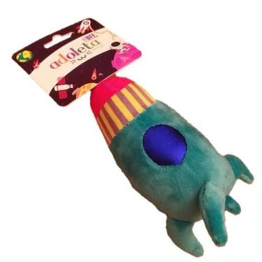 Imagem de Brinquedo pet cachorros mordedor sonoro foguete pelúcia - Adoleta