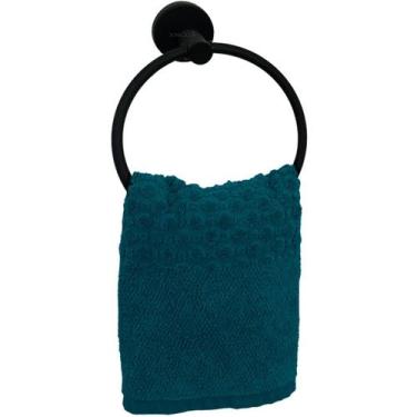 Imagem de Porta Toalha Banheiro De Rosto Preto Inox 304 Redondo Argola Toalheiro